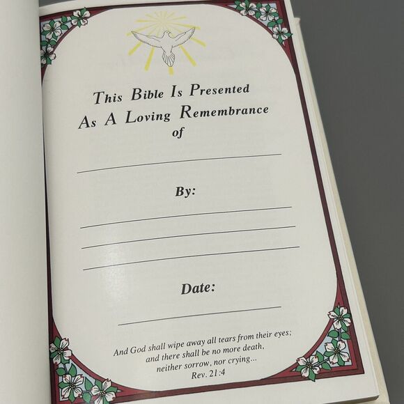 Holy Bible Dove Of Peace Edition KJV Illustrated White Hardcover Faux Leather - Picture 6 of 9
